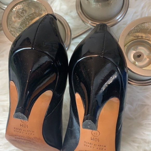 EVAN Picone Black Patent Feather Construction Pointed toe Pump Size 10 - Picture 5 of 15